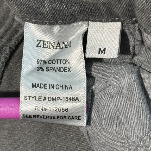 Zenana Flare Jeans Womens M Stretch Raw Hem Gray Denim Neutral Casual Boho - Picture 6 of 10